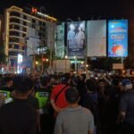 Suasana aksi demonstrasi di Simpang Empat Gramedia, Jalan Jenderal Sudirman, Kota Jogja, pada Selasa (1/9/2026). (Dewi Rukmini)