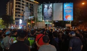 Demo gramedis Suasana aksi demonstrasi di Simpang Empat Gramedia, Jalan Jenderal Sudirman, Kota Jogja, pada Selasa (1/9/2026). (Dewi Rukmini)